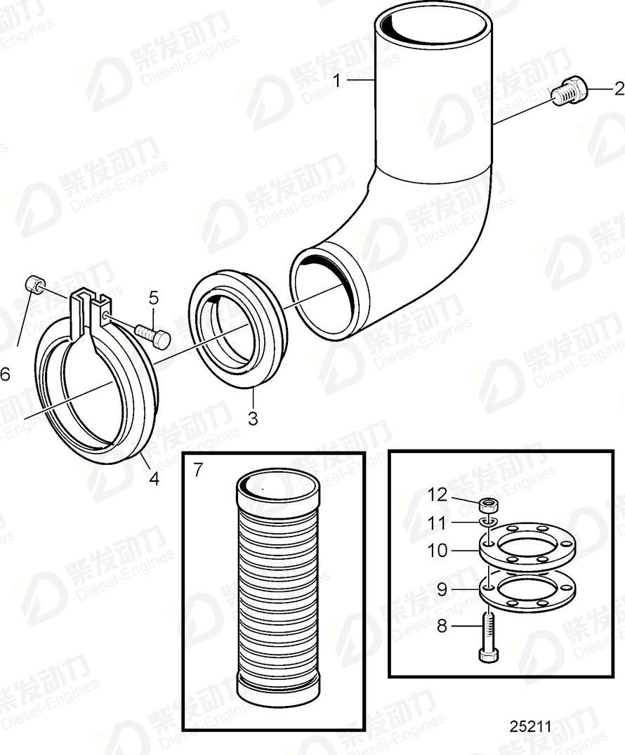 VOLVO Exhaust pipe 3849093 Drawing